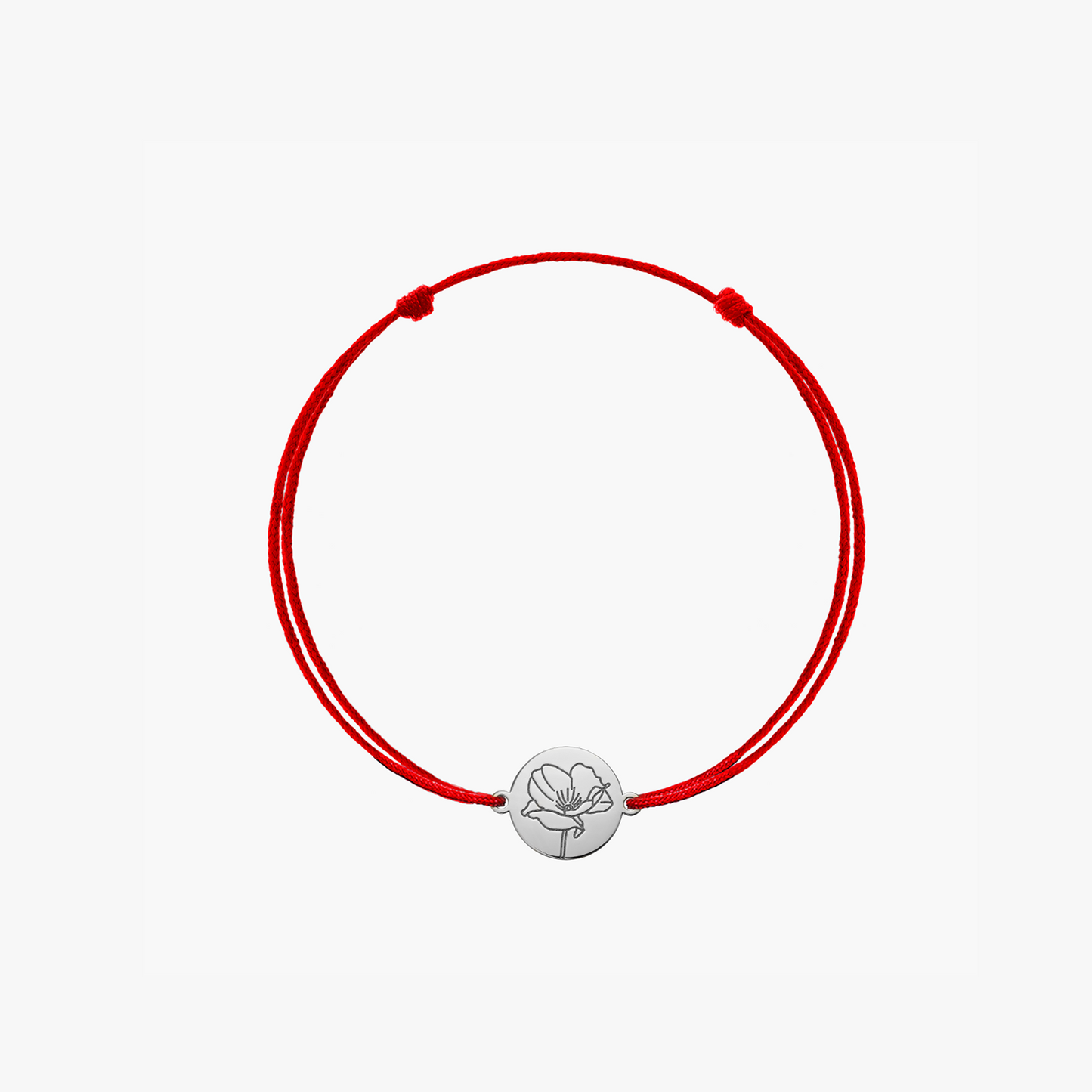 Brățară șnur pentru copii din aur alb Birth Flower - August Poppy