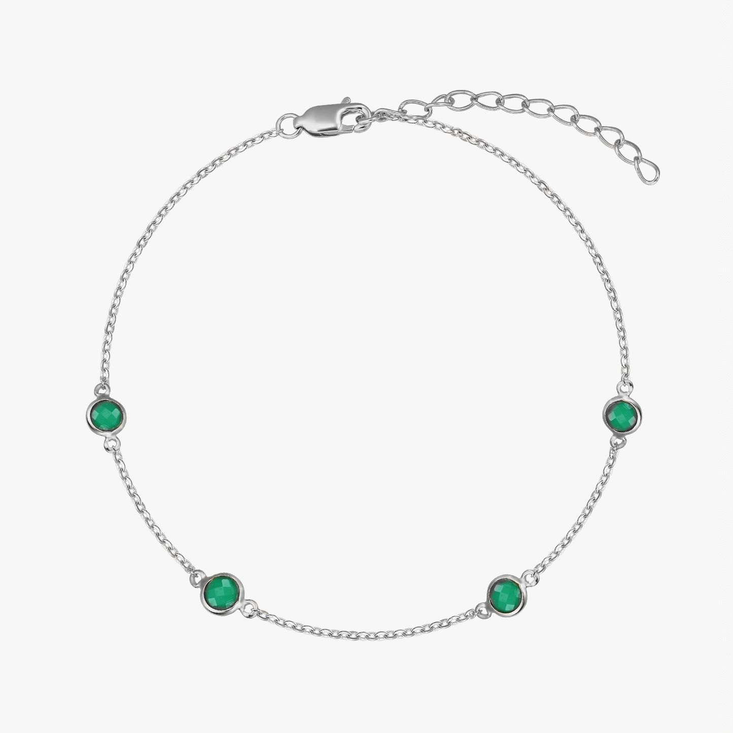Brățară din argint Birthstone May - Onix Verde