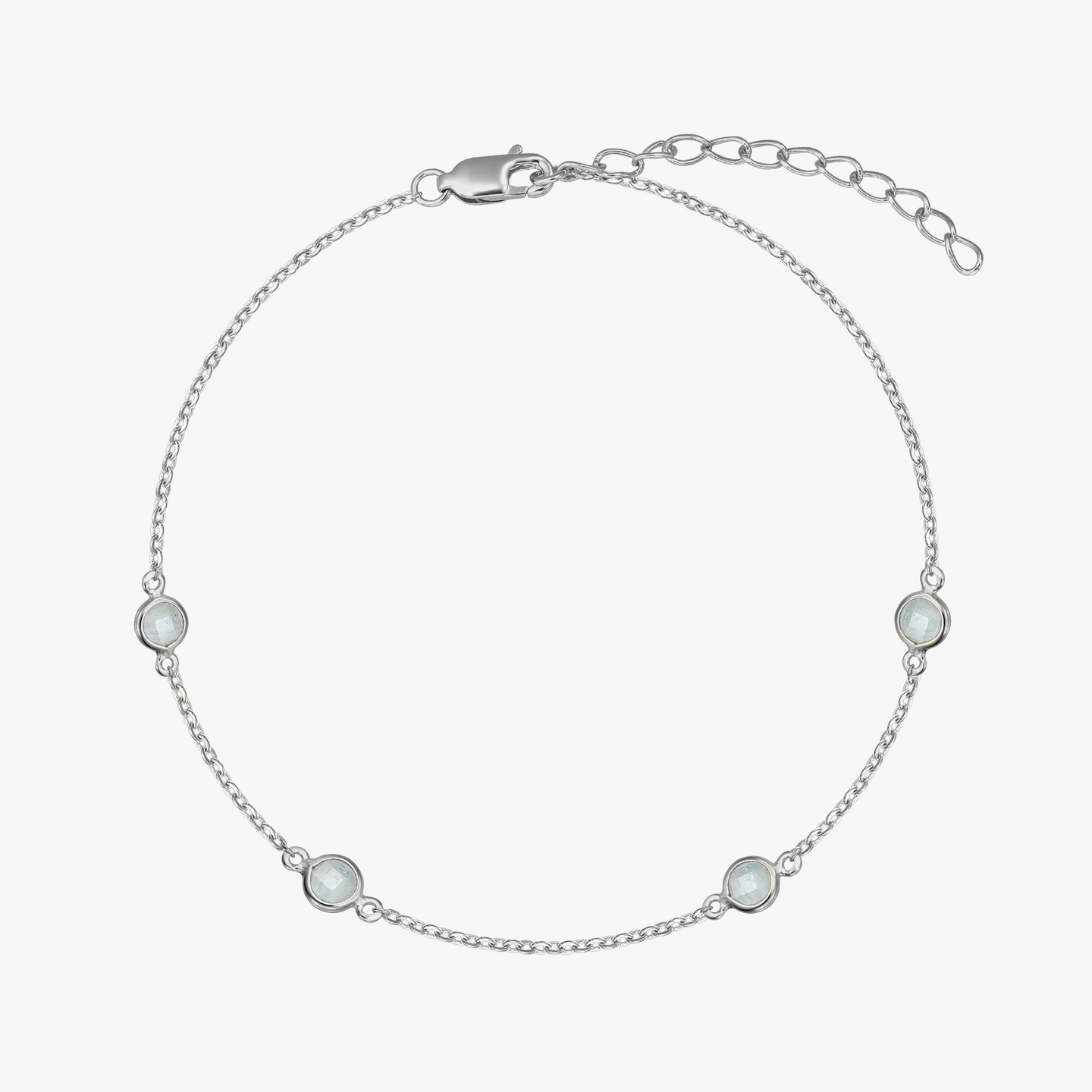 Ezüst Birthstone márciusi karkötő - Akvamarin - Indira