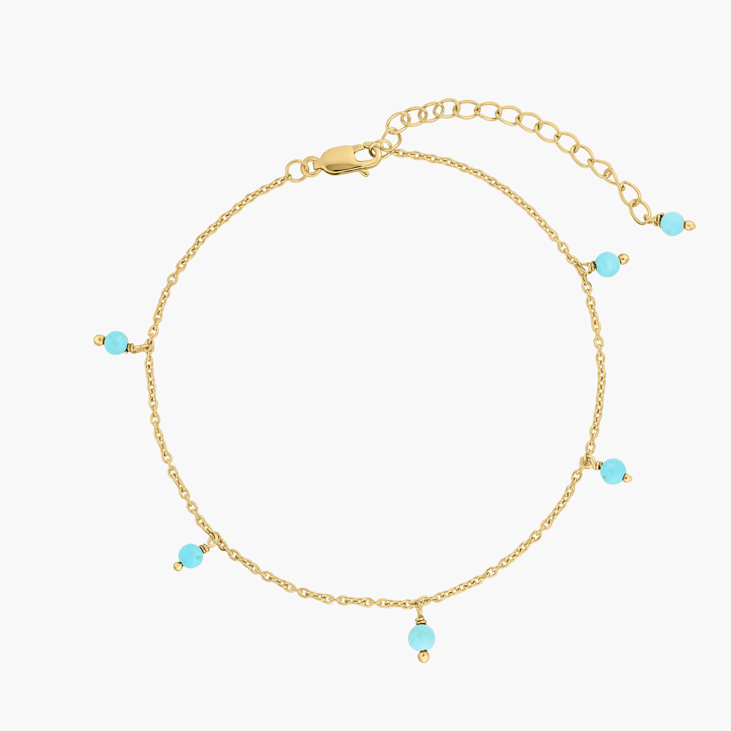 Brățara de picior din argint Golden Gem Droplet - Turcoaz