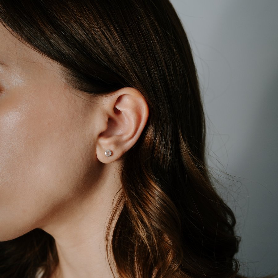 Cercei din argint Birthstone - Cuart Roz