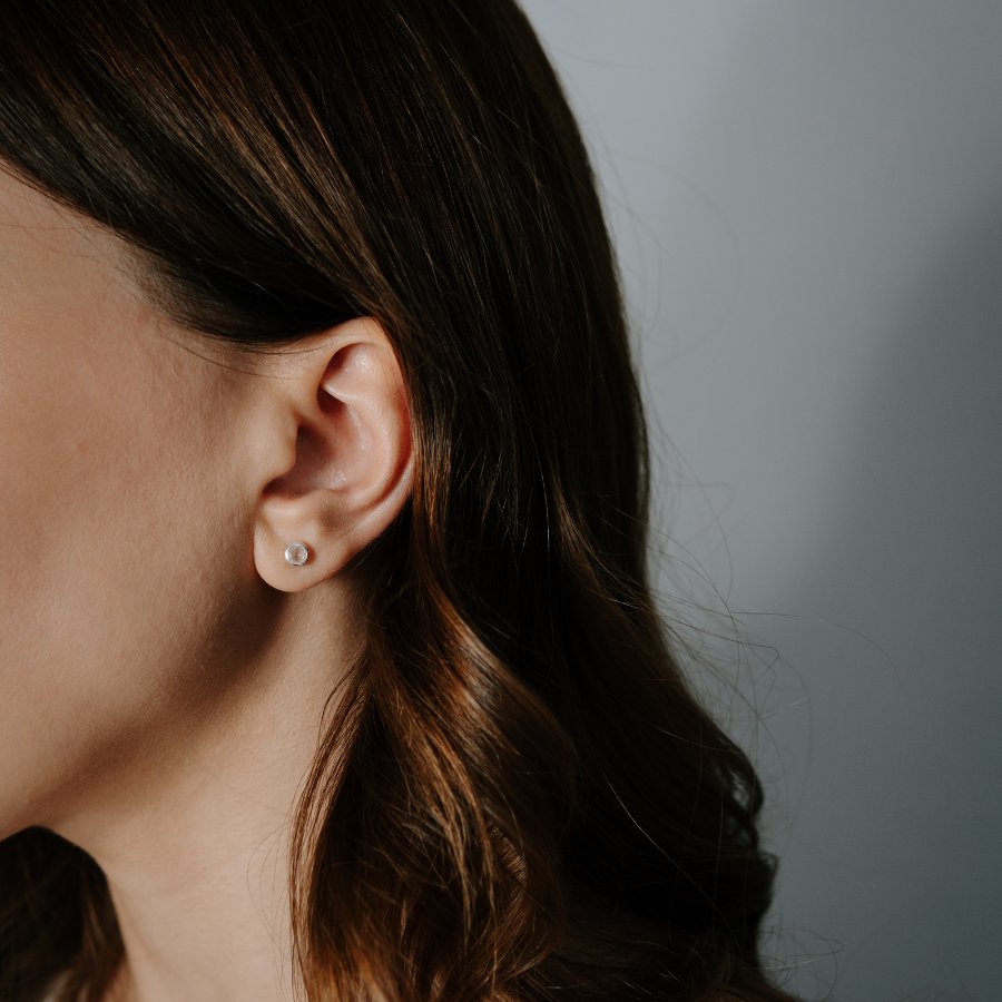 Cercei din argint Birthstone - Cuart Roz