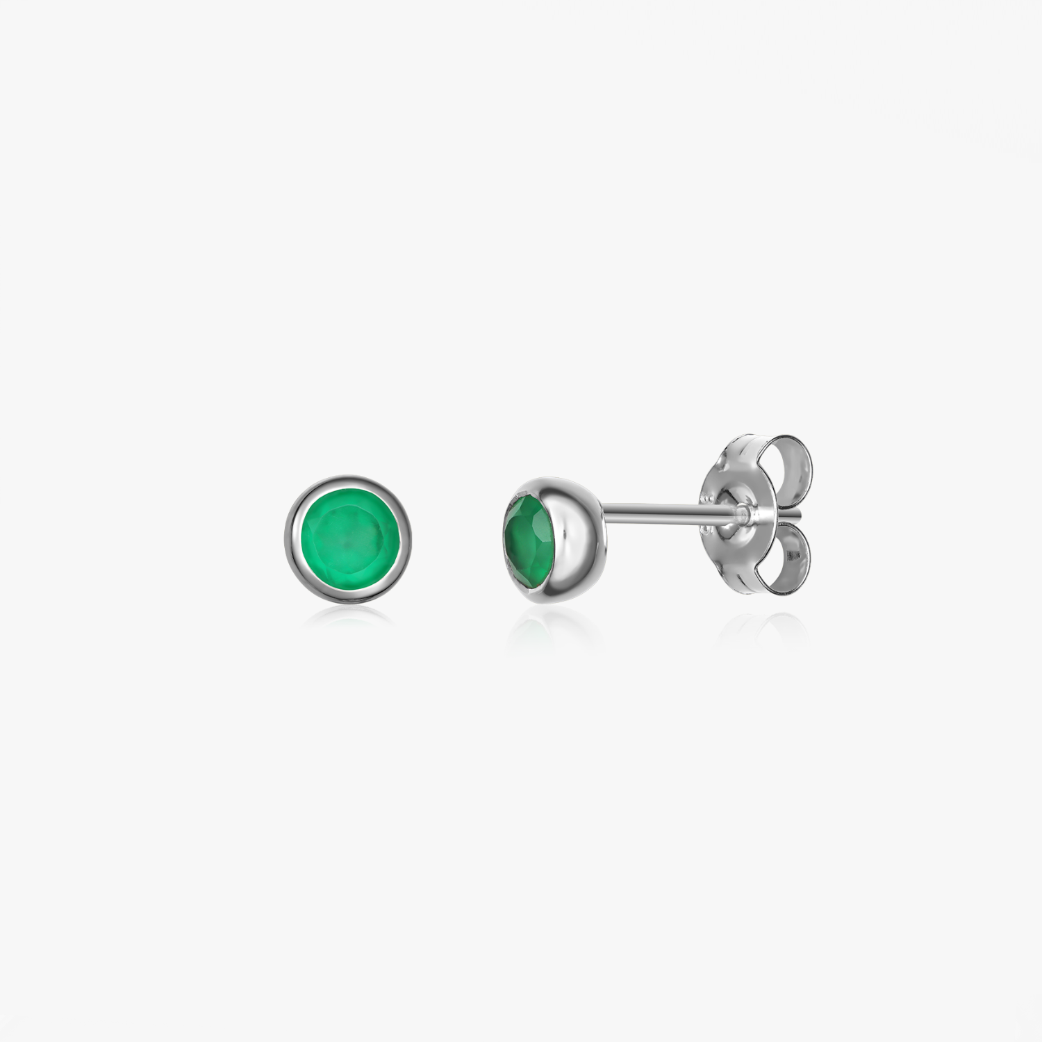 Birthstone májusi fülbevaló ezüstből - Zöld ónix - Indira