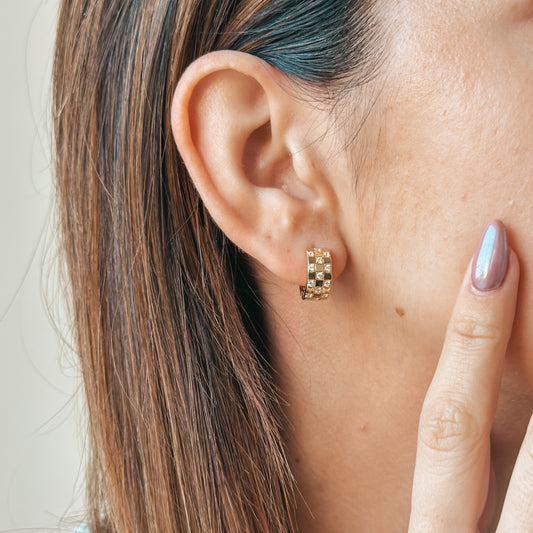 Cercei din argint Golden Circle - Zirconiu - Indira