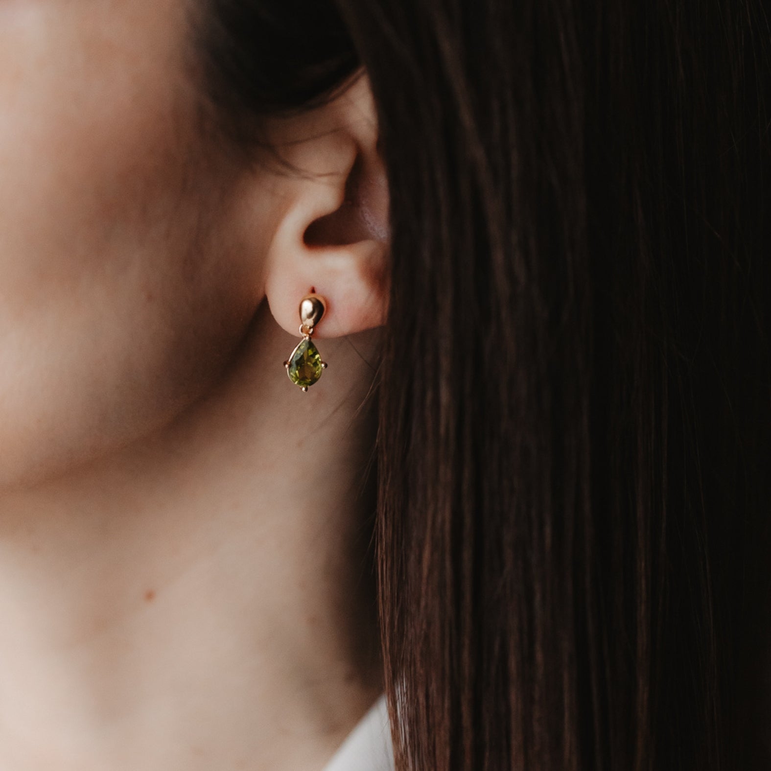 Cercei din argint Golden Kaylee - Peridot - Indira