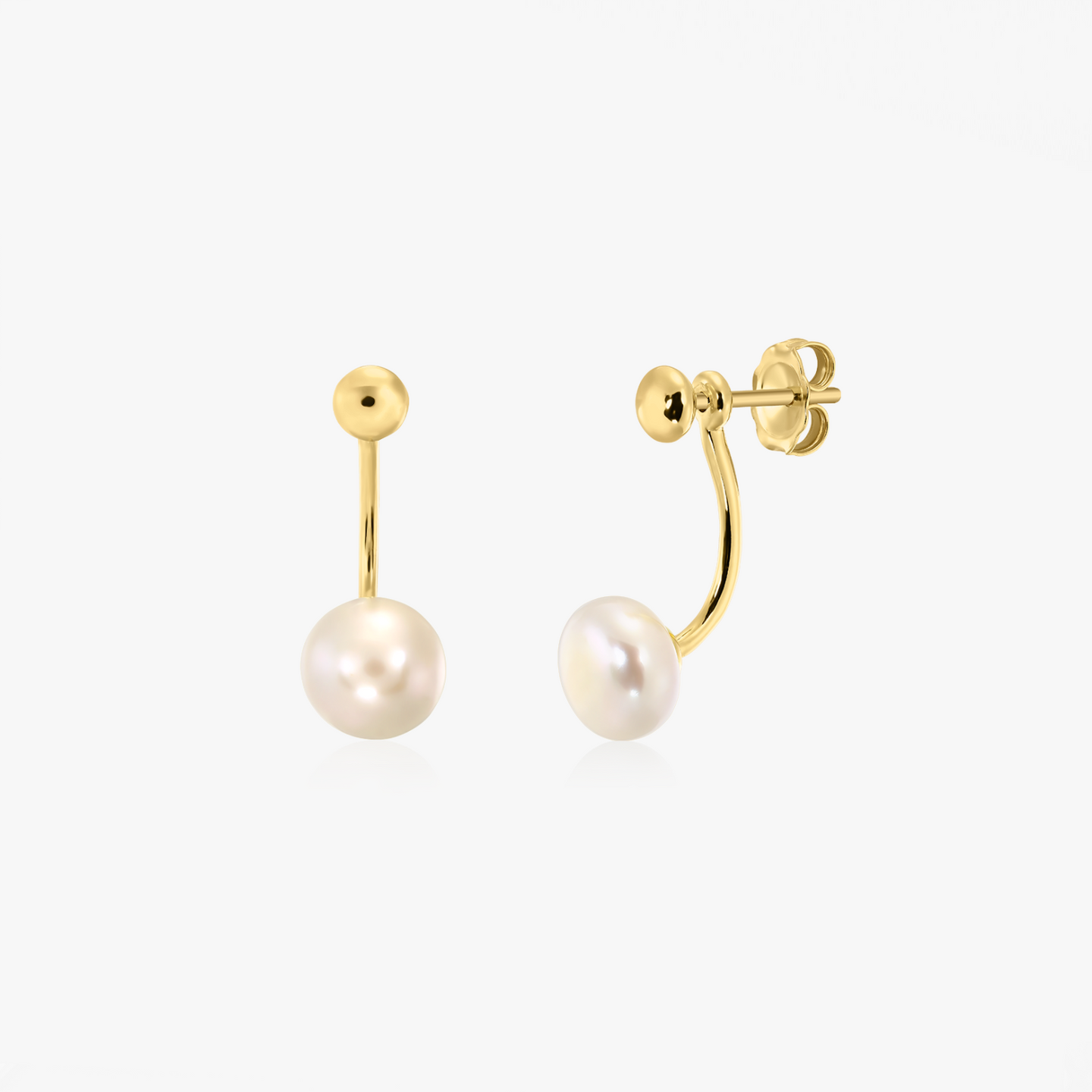 Golden Pearl Jacket ezüst fülbevaló - Természetes gyöngyök - Indira