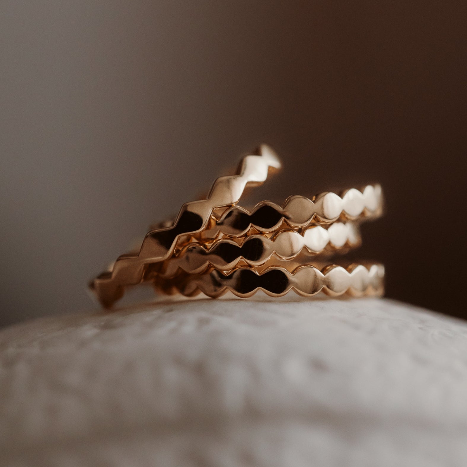 Inel din argint placat cu aur Sculpture - Indira