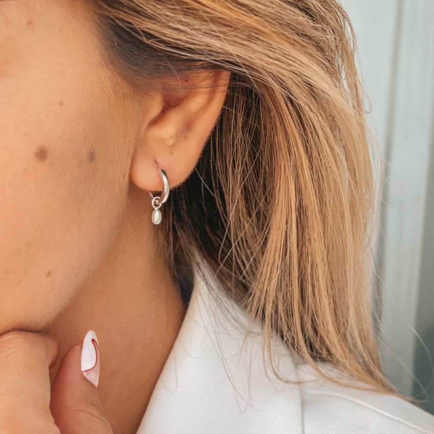 Cercei din argint Little Drop - Perle Naturale
