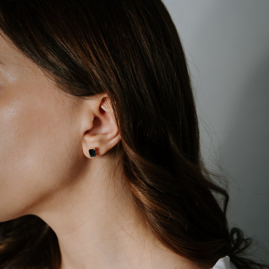 Cercei din argint Tessa Golden - Topaz Albastru London