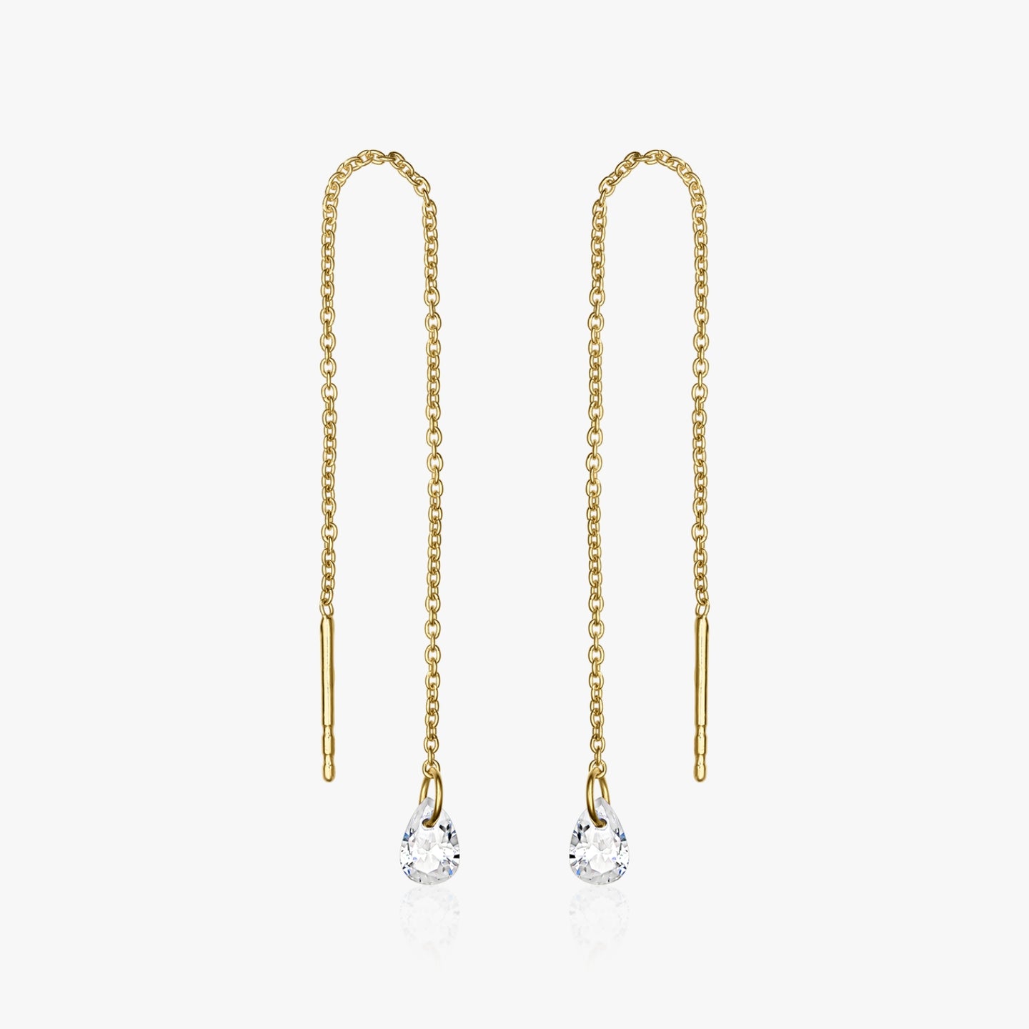 Cercei din argint Golden Solitaire - Zirconiu - Indira