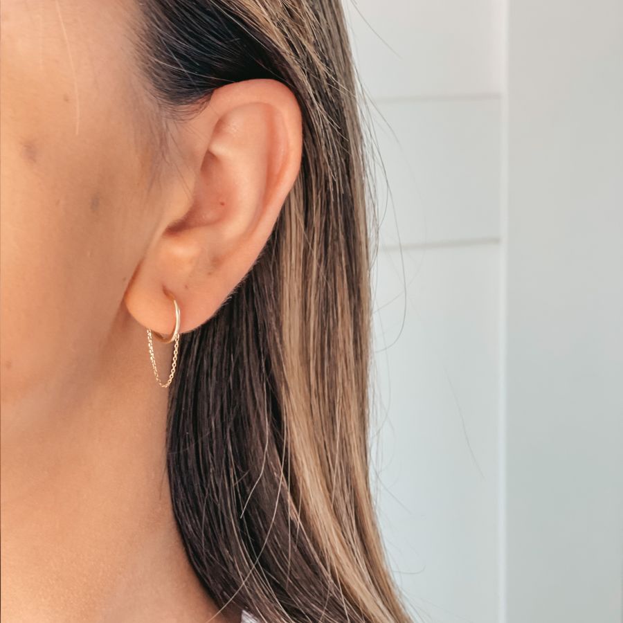 Cercei din aur Chained Hoops