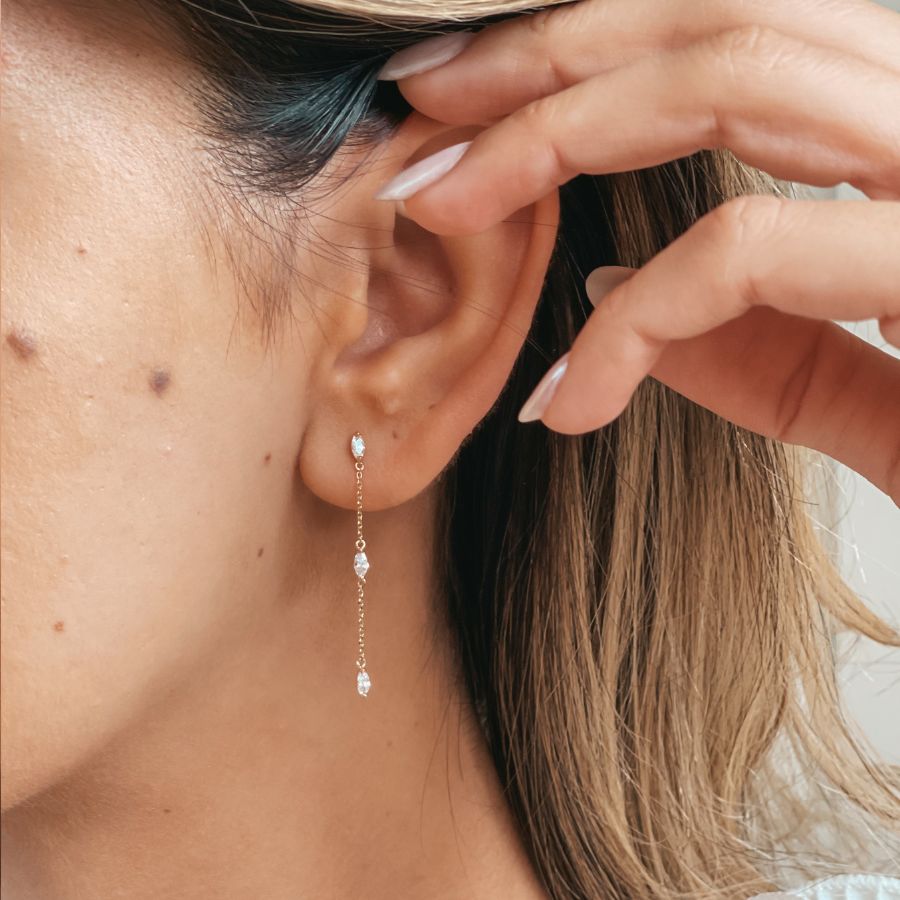 Cercei din aur Crystal Drops - Zirconiu