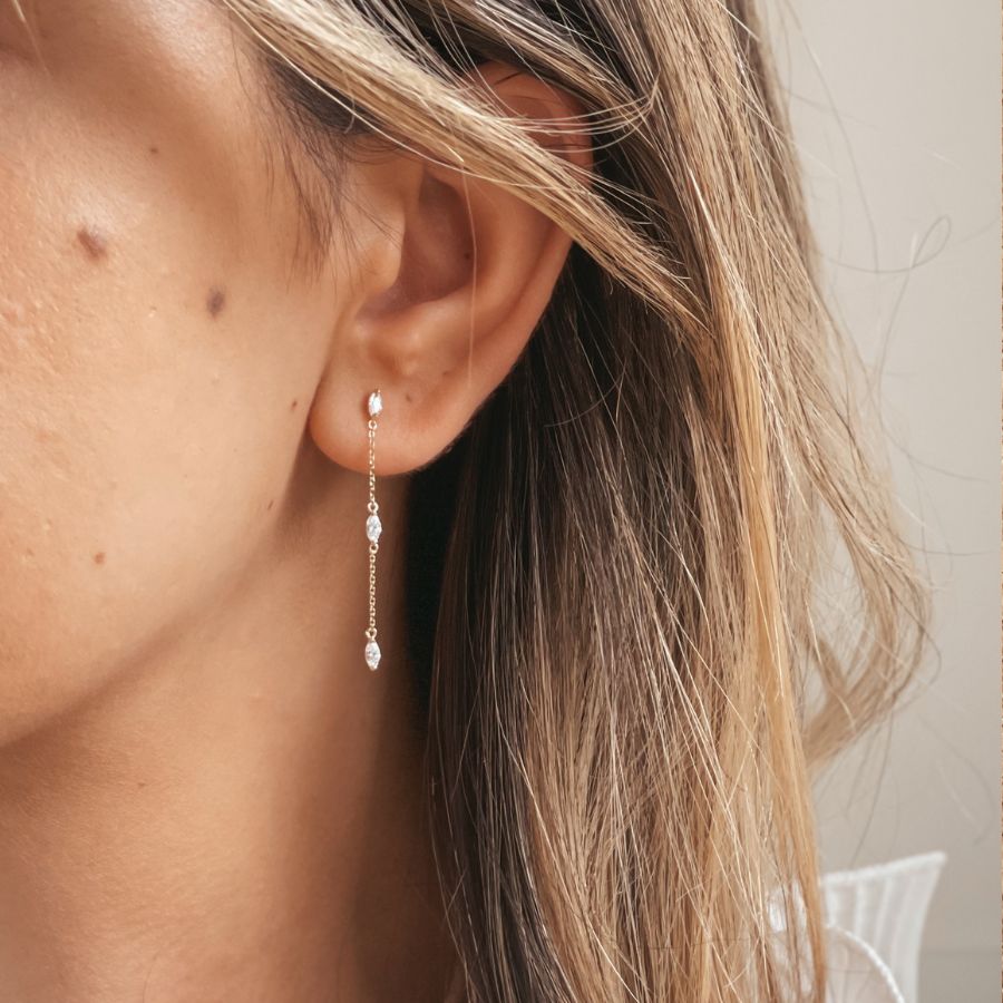 Cercei din aur Crystal Drops - Zirconiu