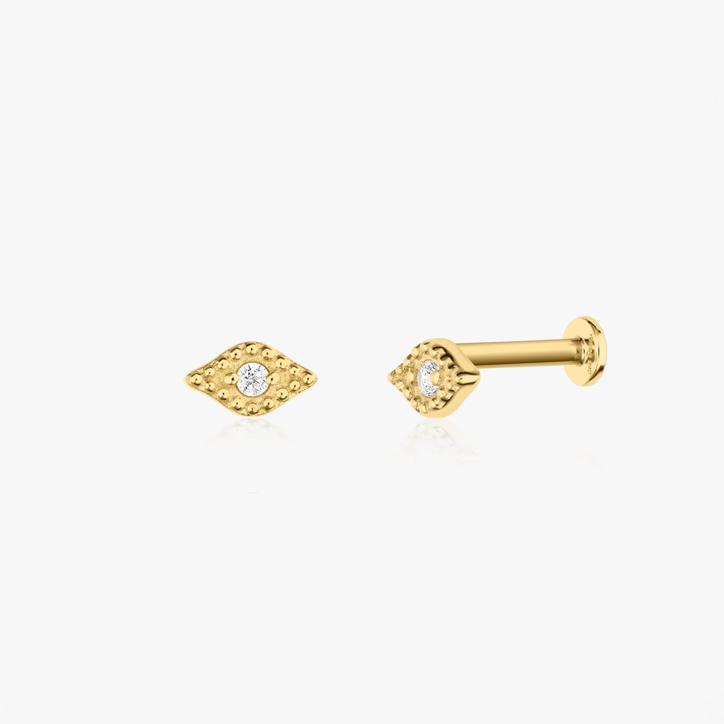 Cercei piercing labret din aur galben Gold Eye - Zirconiu