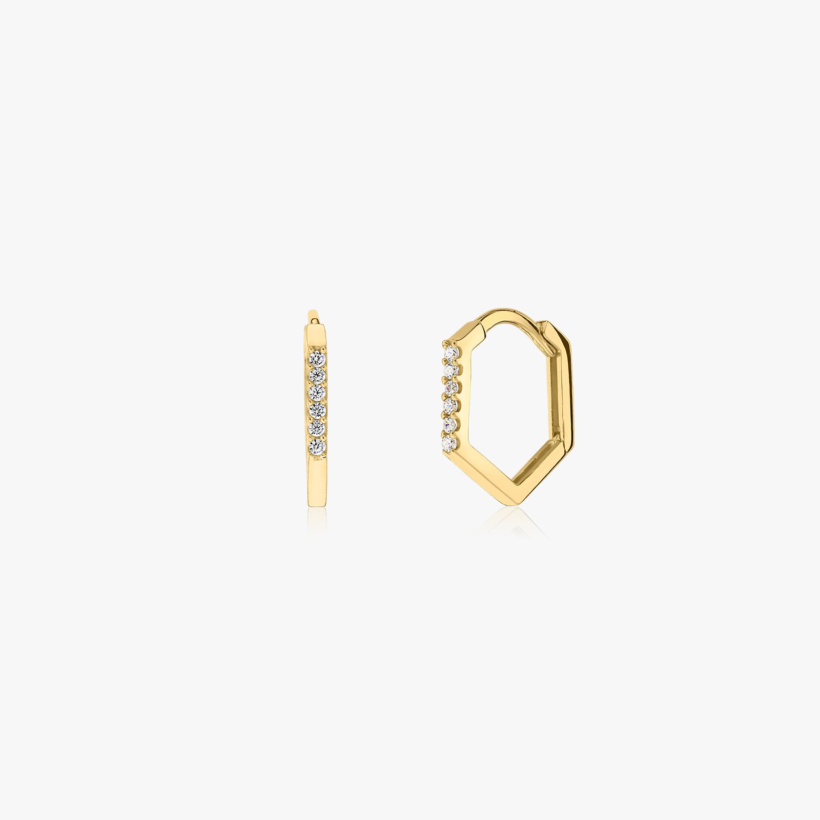 Hexagon Hoops arany fülbevaló - Indira