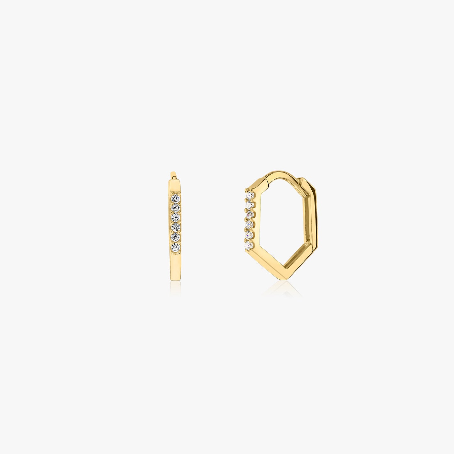 Cercei din aur Hexagon Hoops