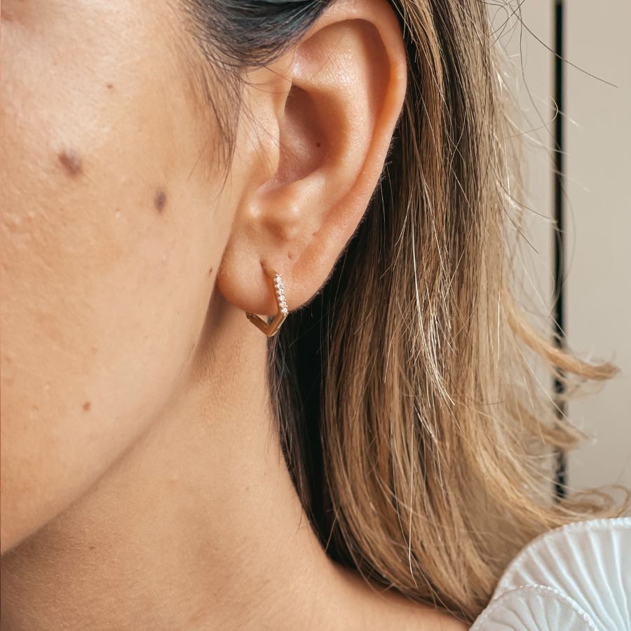 Cercei din aur Hexagon Hoops