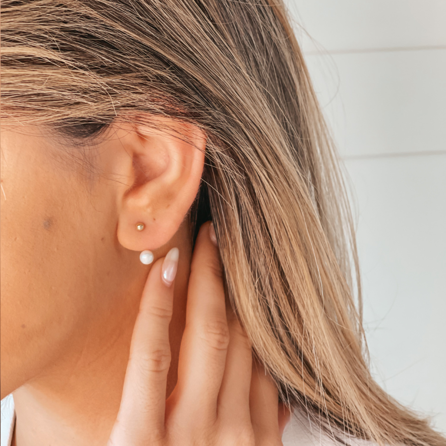 Cercei din aur Pearl Ear Jacket - Perle naturale