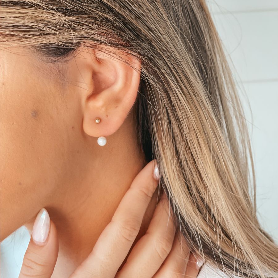 Cercei din aur Pearl Ear Jacket - Perle naturale