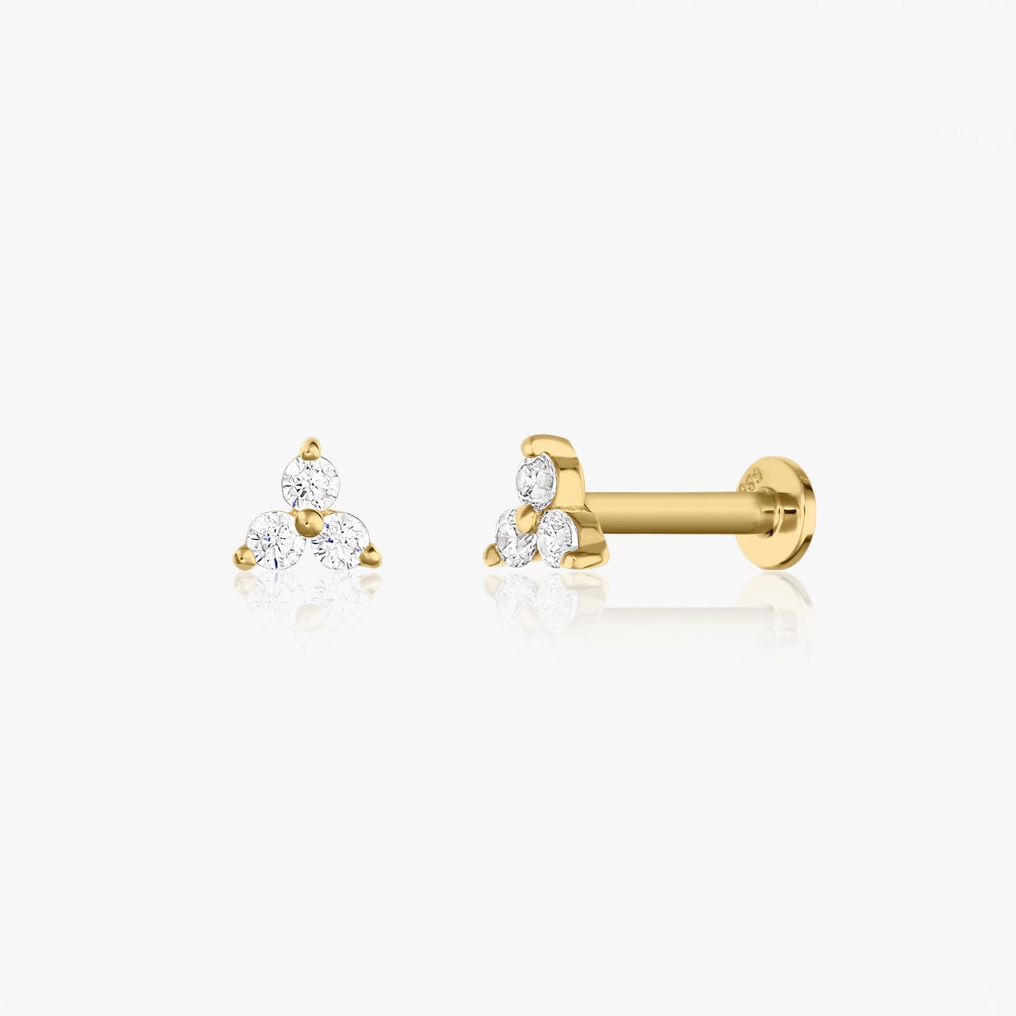 Cercei piercing labret din aur galben Petals - Zirconiu