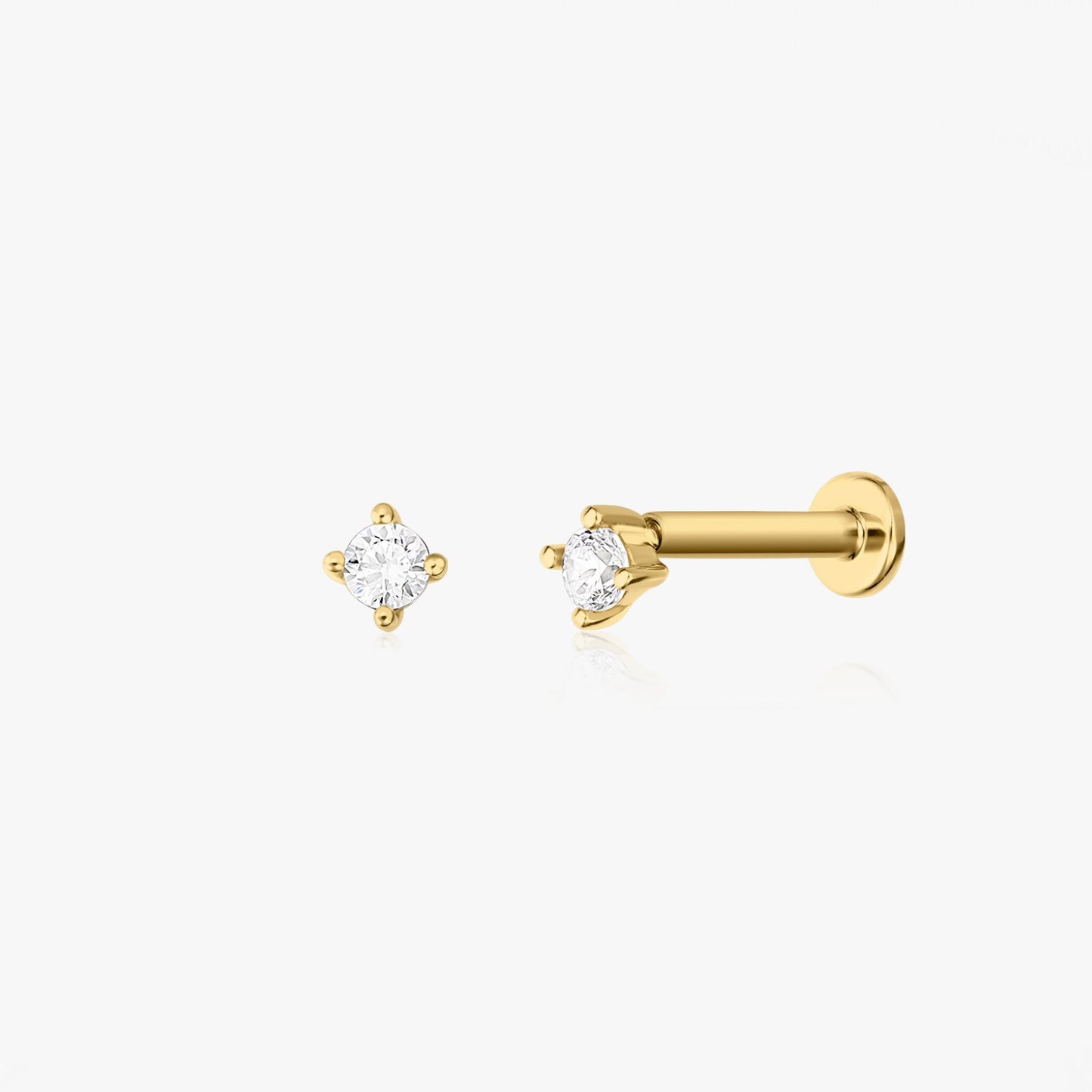Cercei piercing labret din aur galben Simple Shine - Zirconiu