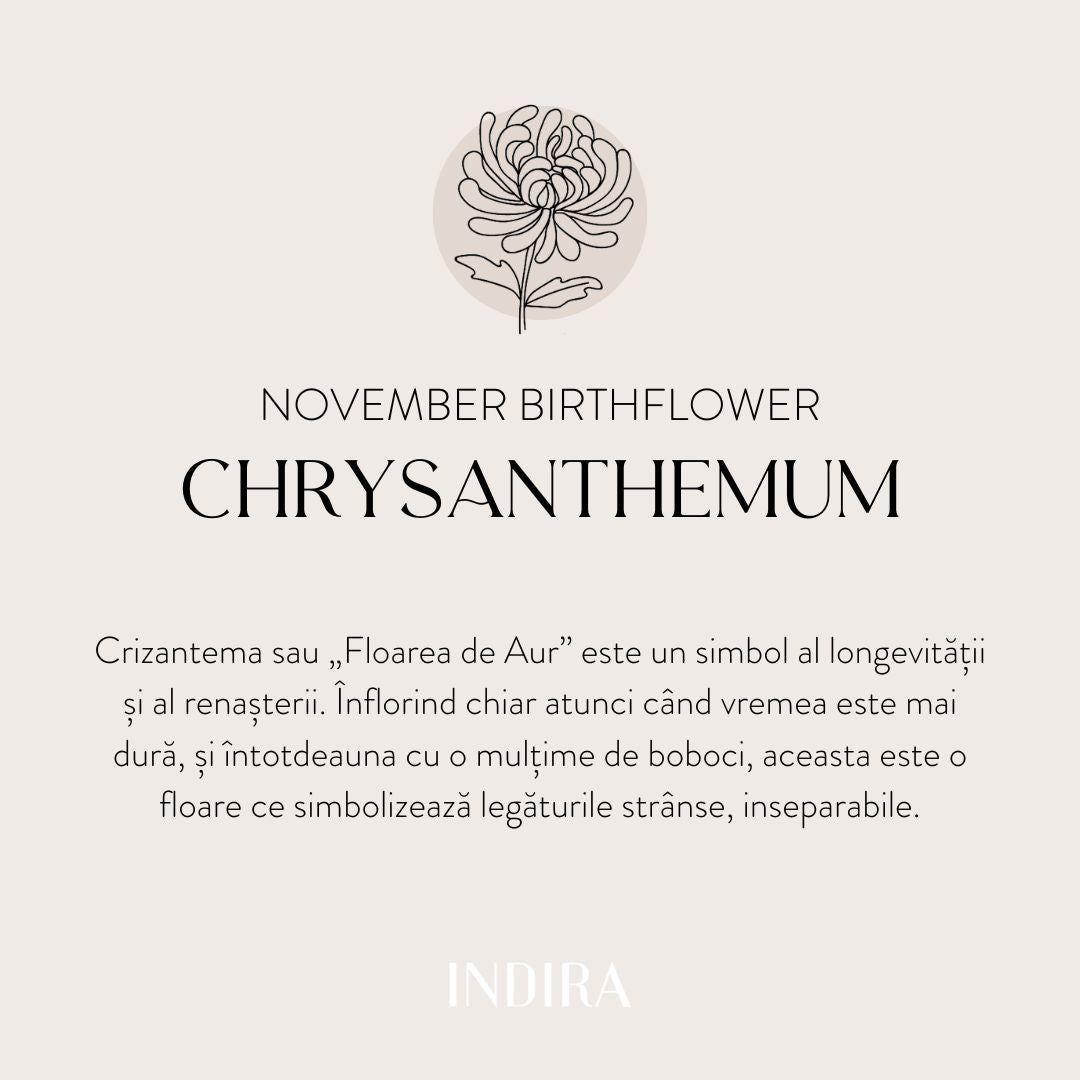 Brățară șnur pentru copii din aur alb Birth Flower - November Chrysanthemum