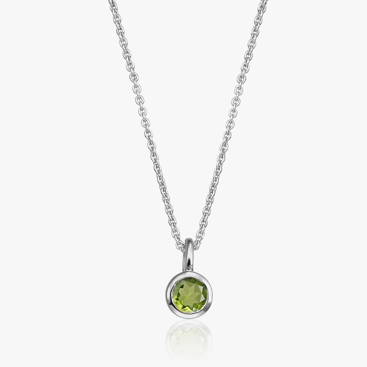 Ezüst születési köves nyaklánc, augusztus - Peridot - Indira