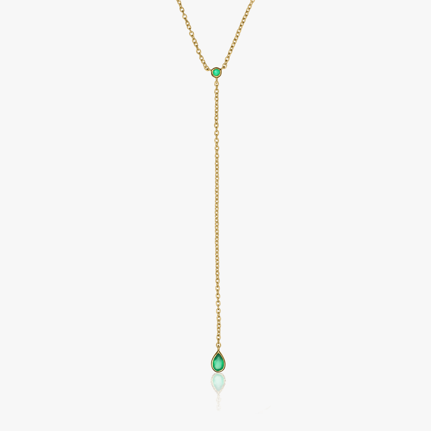 Arany Lariat ezüst nyaklánc - Zöld Onix - Indira