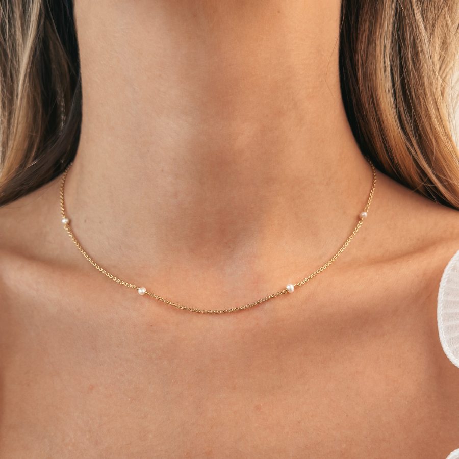 Golden Tiny Pearls ezüst nyaklánc - Indira