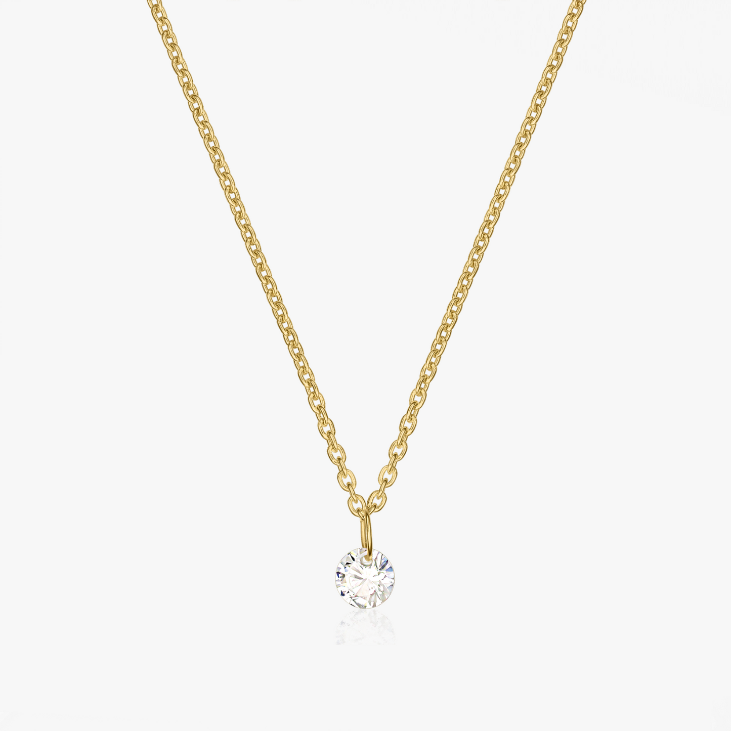 Colier din argint Golden Solitaire - Zirconiu - Indira
