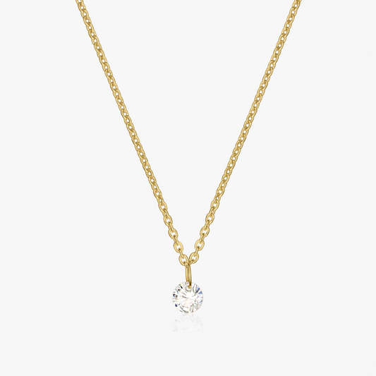 Colier din argint Golden Solitaire - Zirconiu - Indira