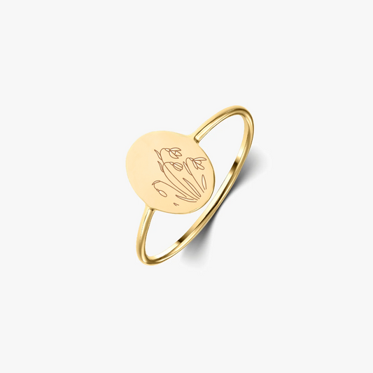 Inel din argint Birth Flower Golden - January Snowdrop - Indira