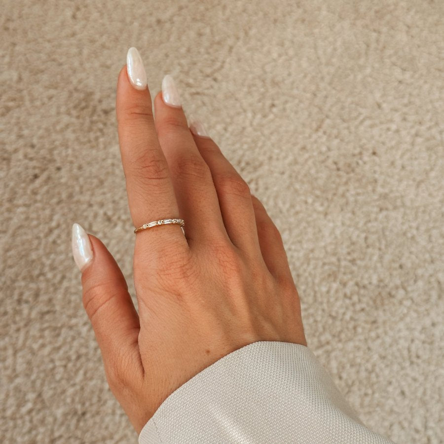 Inel argint Golden Baguette - Zirconiu