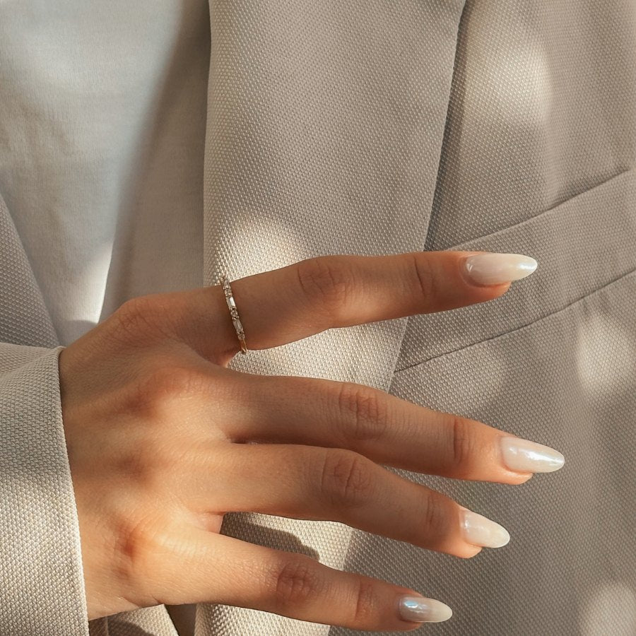 Inel argint Golden Baguette - Zirconiu