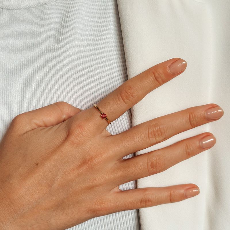 Inel din argint Birthstone Golden July - Rubin - Indira