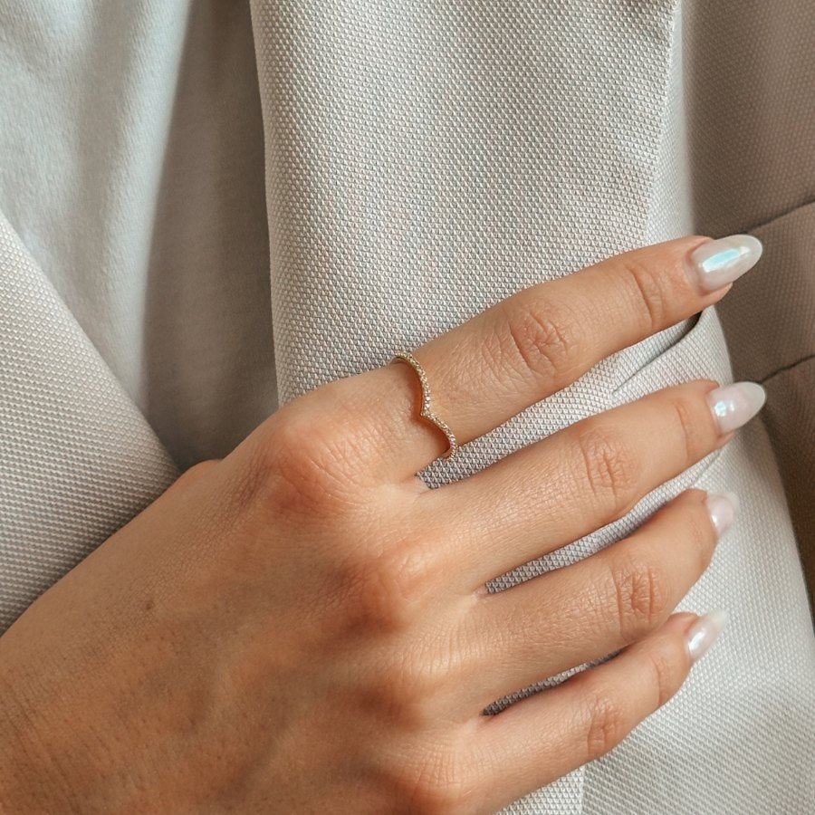 Inel din argint Golden Simple V - Zirconiu