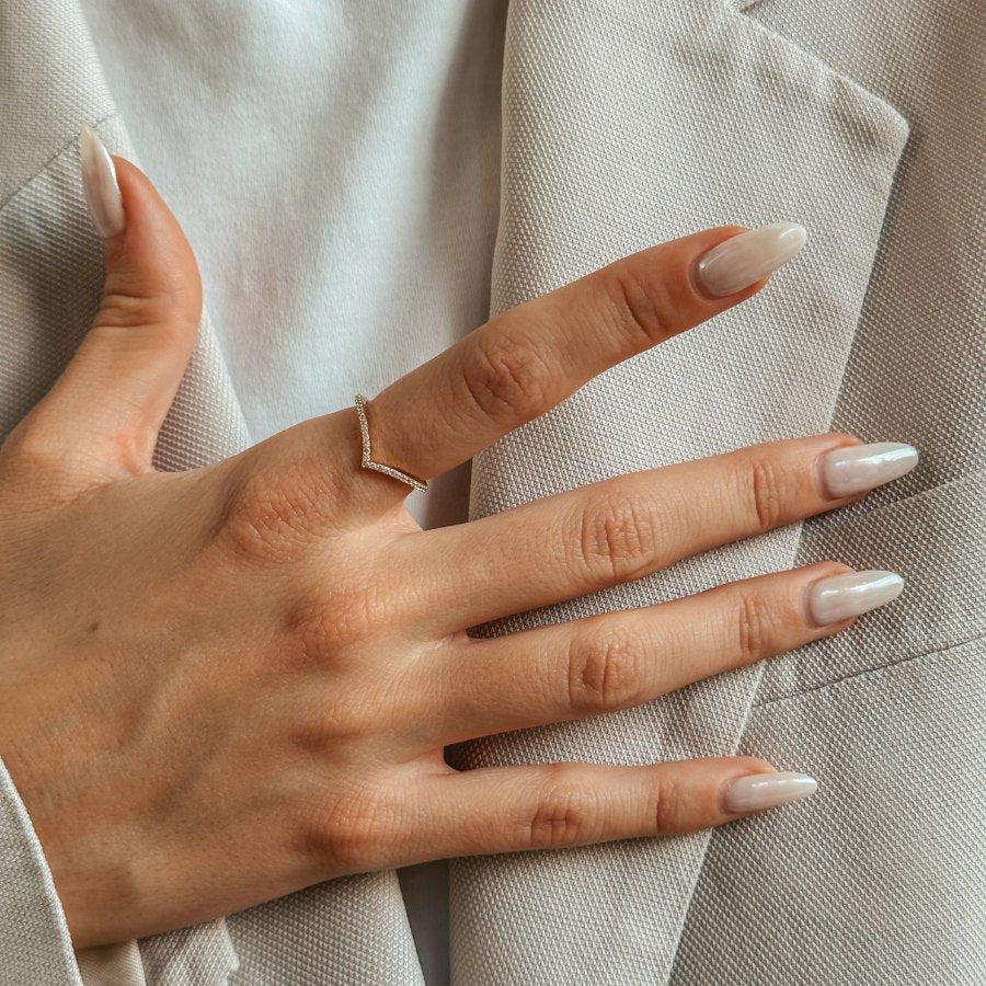 Inel din argint Golden Simple V - Zirconiu