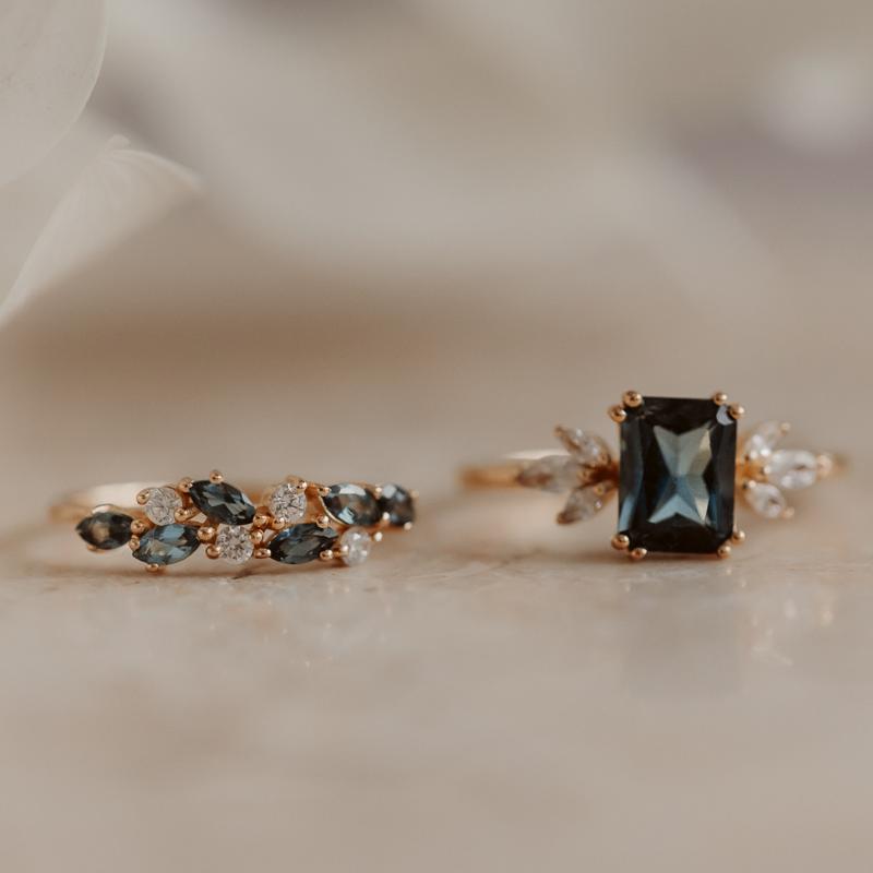 Inel din argint Golden Verdure - Topaz Albastru London