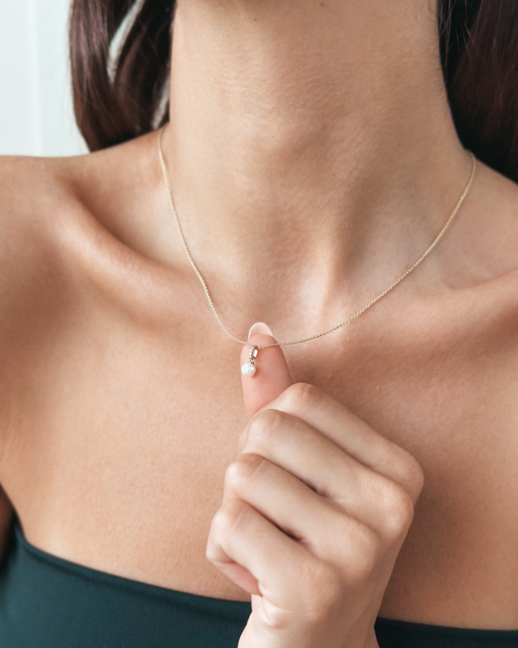 Pandantiv din aur galben Aveline – Perlă naturală și diamante - Indira