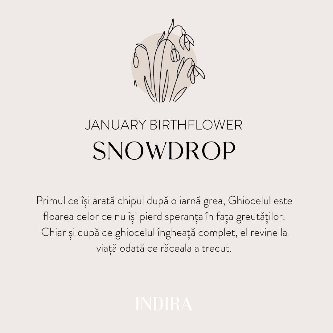 Brățară șnur pentru copii din aur alb Birth Flower - January Snowdrop