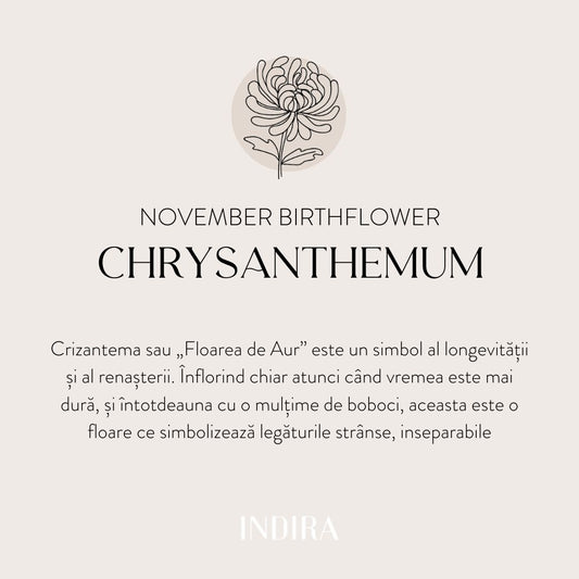 Birth Flower Golden ezüst nyaklánc - Novemberi Krizantém - Indira