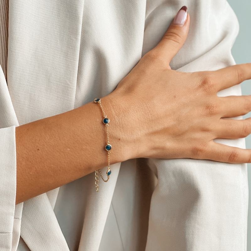 Brățară din argint Birthstone Golden September - Safir