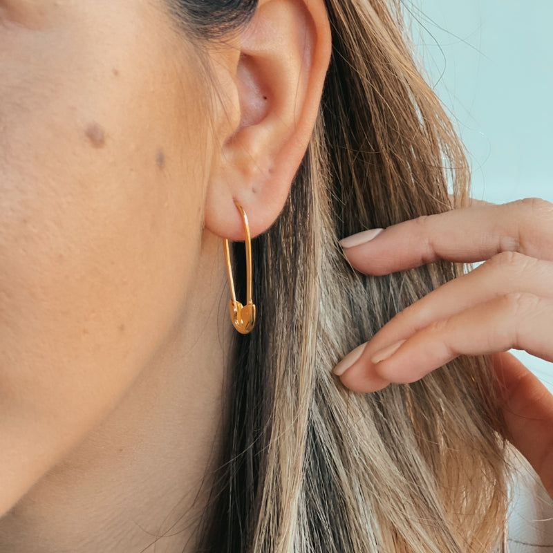 Cercei din argint Golden Pins