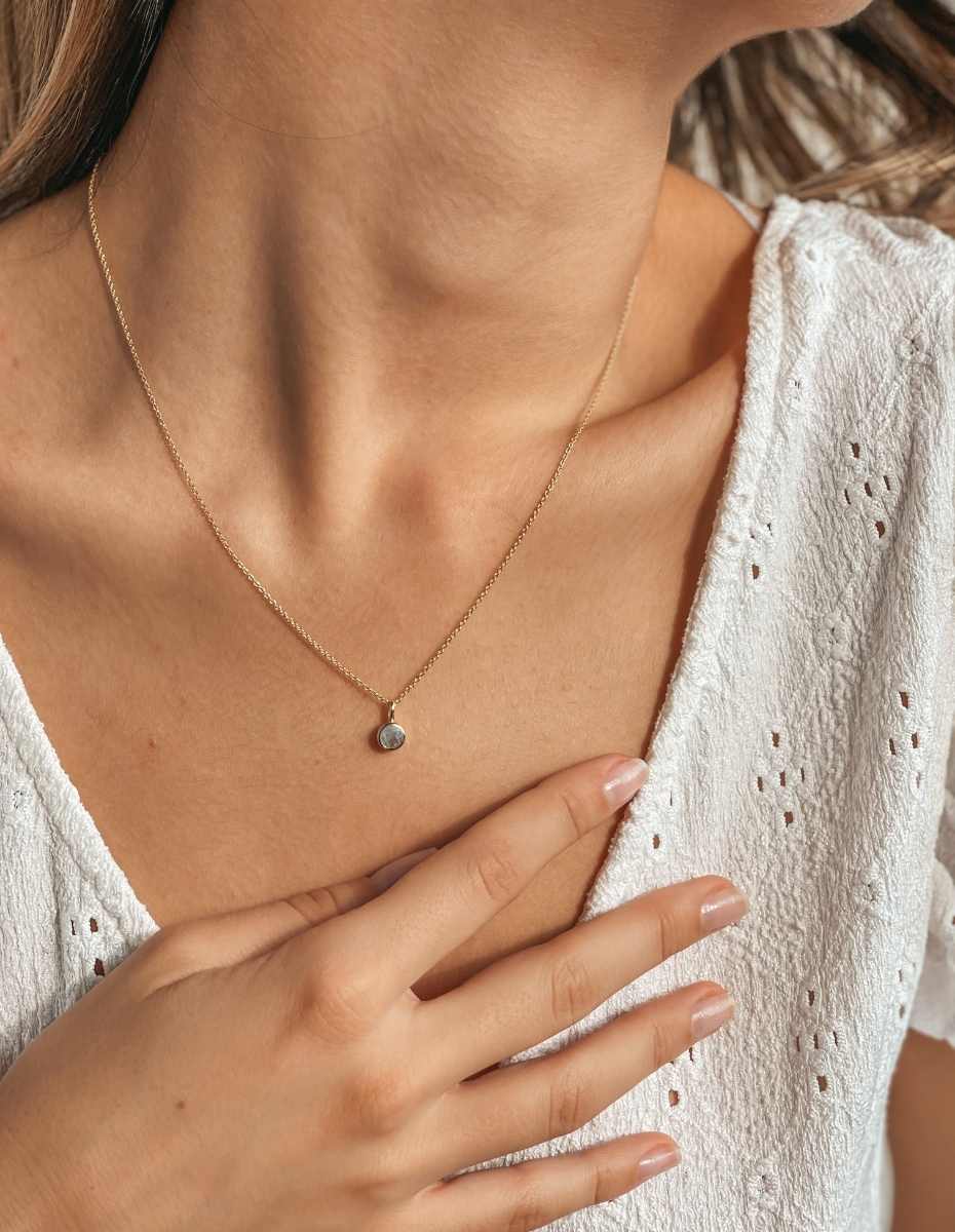 Colier din argint Birthstone Golden March - Acvamarin