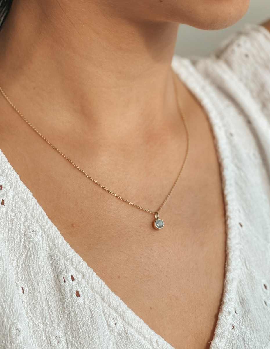 Colier din argint Birthstone Golden March - Acvamarin