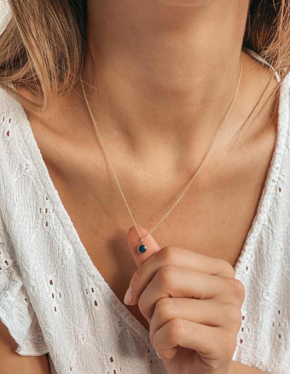 Colier din argint Birthstone Golden September - Safir