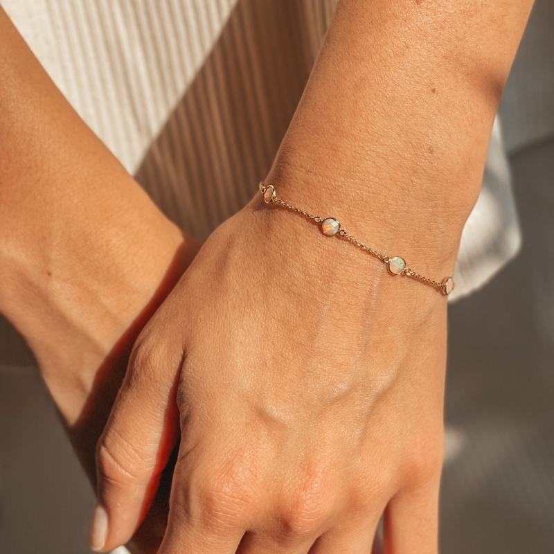 Brățară din argint Birthstone Golden October - Opal