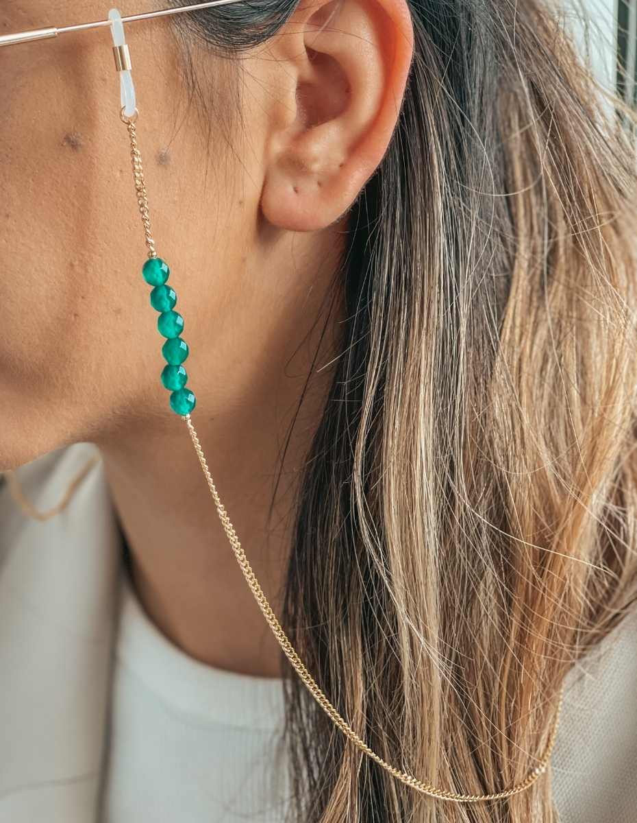 Lanț din argint pentru Ochelari Coco - Onix Verde
