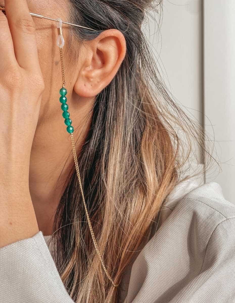 Lanț din argint pentru Ochelari Coco - Onix Verde
