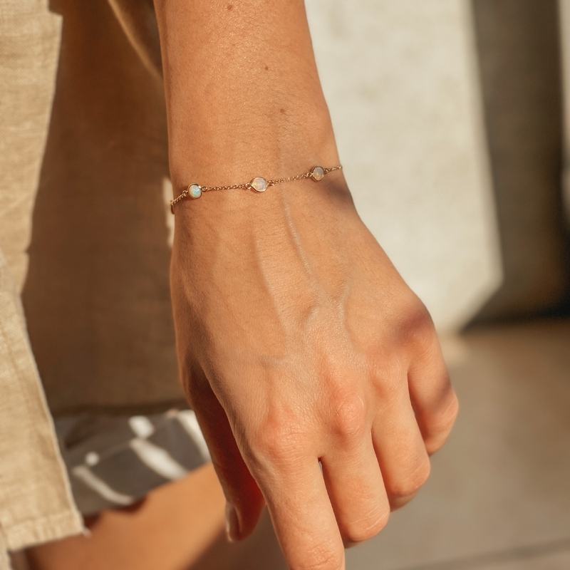 Ezüst Birthstone Golden October karkötő - Opál - Indira
